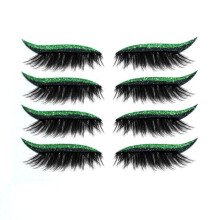 Reusable Green Eyeliner and False Eyelash Stickers for Instant Eye Enhancement and Quick Application