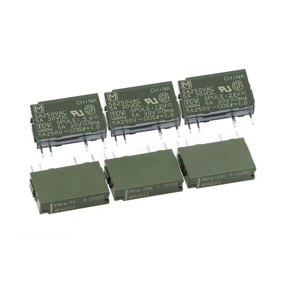 Seugwr 5Pcs Electromechanical Relay Set 5V 12V 24V Pa1a Pcb Mount Compact For Automation Projects 9330225548935