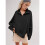 Women'S Button Oversized Side Slit High Low Sweatshirt Long Sleeve Reverse Seam Pullover Tunic Tops Black XL 2