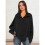 Women'S Button Oversized Side Slit High Low Sweatshirt Long Sleeve Reverse Seam Pullover Tunic Tops Black XL 4