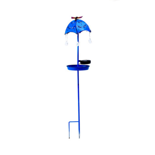 Solcelledrevet fuglefoderbordslampe i jern, blå, 19,3x18x111cm 1