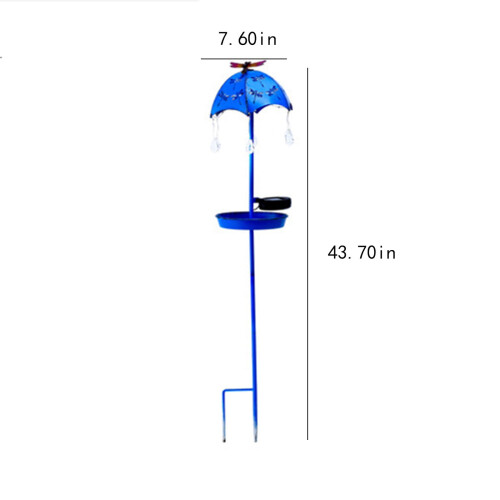 Solcelledrevet fuglefoderbordslampe i jern, blå, 19,3x18x111cm 2
