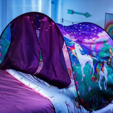 (Uincorn with light) Kids Bed Dream Tent Light Show Storage Pocket Foldable Mosquito Net Bedroom Toy