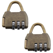 2PCS Mini Vintage Combination Padlock, Antique Bronze 3Digit Password Lock for Jewelry and Storage Box