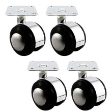 2 Inch Furniture Replacement Caster Wheels Set of 4, Nylon Double Wheel Swivel Casters 360 Silent Rolling
