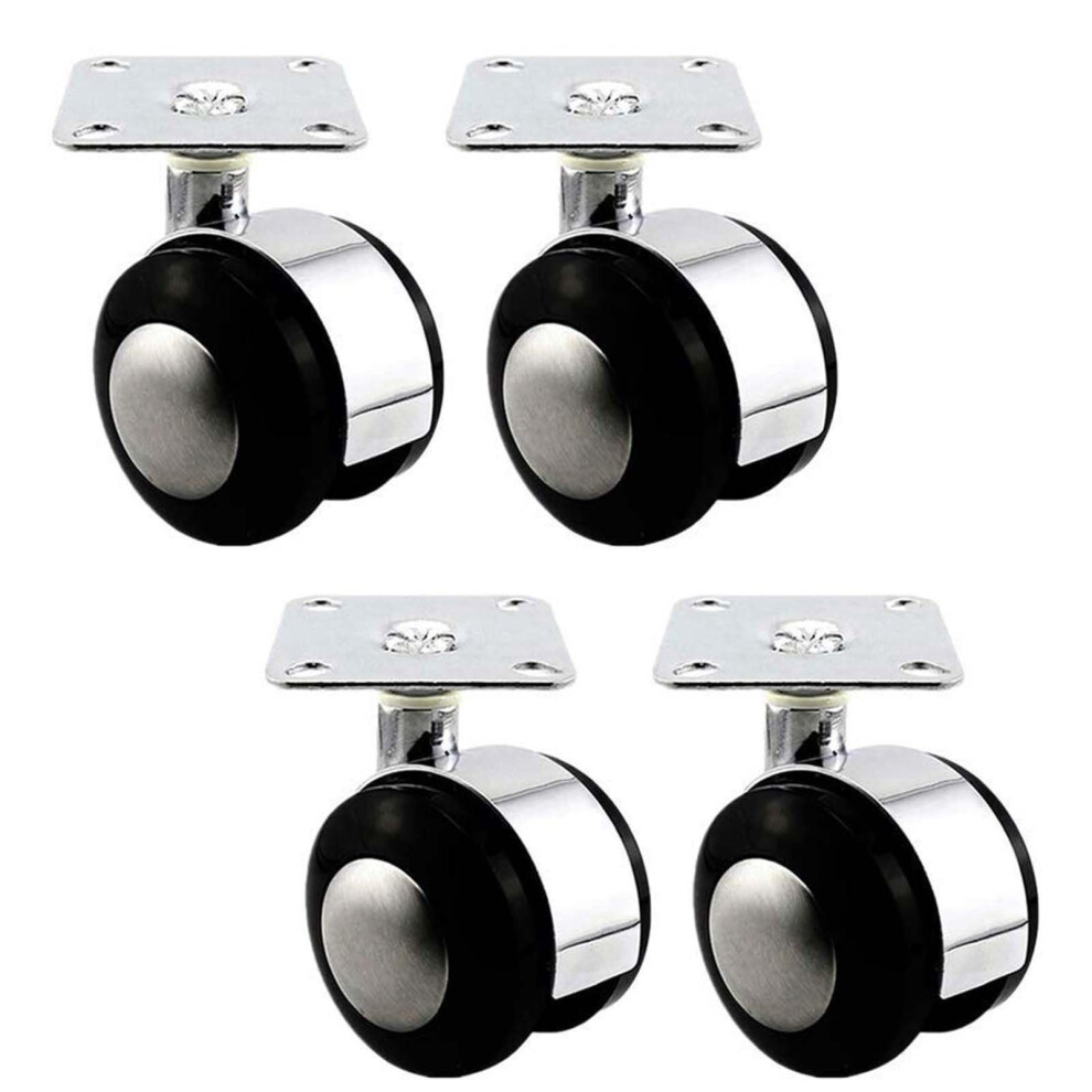 2 Inch Furniture Replacement Caster Wheels Set Of 4, Nylon Double Wheel Swivel Casters 360 Silent Rolling 9330225549482