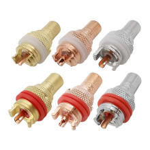 2Pcs Rhodium Plated RCA Female Connector Copper Chassis Mount Jack Set Reliable Signal Connection