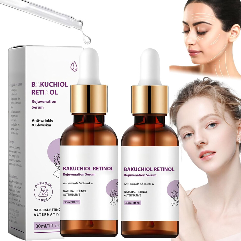 2PCS Korean Bakuchiol Rejuvenation Serum for Face, Deep Hydration Boost, Lightweight NonâGreasy Feel