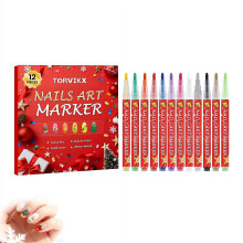 12 Color Nail Art Pens Set, QuickDrying Waterproof Acrylic Paint Markers with Fine Tip, Style D