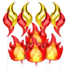 Firefighter Party Decorations Flame Balloons Set for Fire Truck Birthday with Bright Flame Display