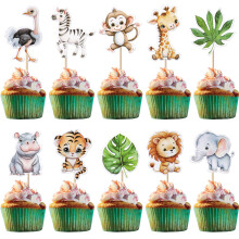 Woodland Animal Cupcake Toppers 40 Pack DoubleSided Glitter Safari Jungle Decorations for Baby Shower and Kids Birthday Party
