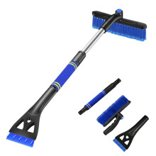 Car Ice Scraper and Snow Brush for Car Truck SUV, 2 in 1 Extendable 360 Rotatable Head with Ergonomic Foam Handle, Blue