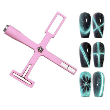 5 in 1 Cat Eye Nail Magnet Stick for Gel Polish, Quick 3D Cat Eye Effect Tool with Pink Design