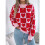 Damen Rollkragenpullover Langarm Block Süßes Herz Strick Herbst Winter Tops Rippstrick Pullover Pullover Rot L 3