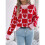 Damen Rollkragenpullover Langarm Block Süßes Herz Strick Herbst Winter Tops Rippstrick Pullover Pullover Rot L 4