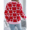 Damen Rollkragenpullover Langarm Block Süßes Herz Strick Herbst Winter Tops Rippstrick Pullover Pullover Rot L 7