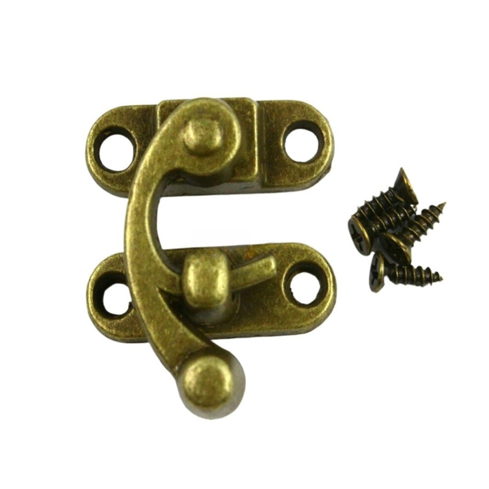 10 Antique Brass Hasp Latch Locks 29X33mm With Screws For Jewelry Boxes And Small Wooden Chests 9073542212652