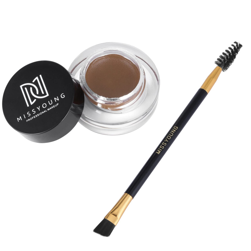 Dark Waterproof Eyebrow Pomade With Brush, Long Lasting Smudge Proof Brow Gel For Natural Look, 6G