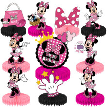 10Pcs Pink Mouse Centerpieces 3D Honeycomb Table Decorations for Girls Mouse Theme Birthday Party