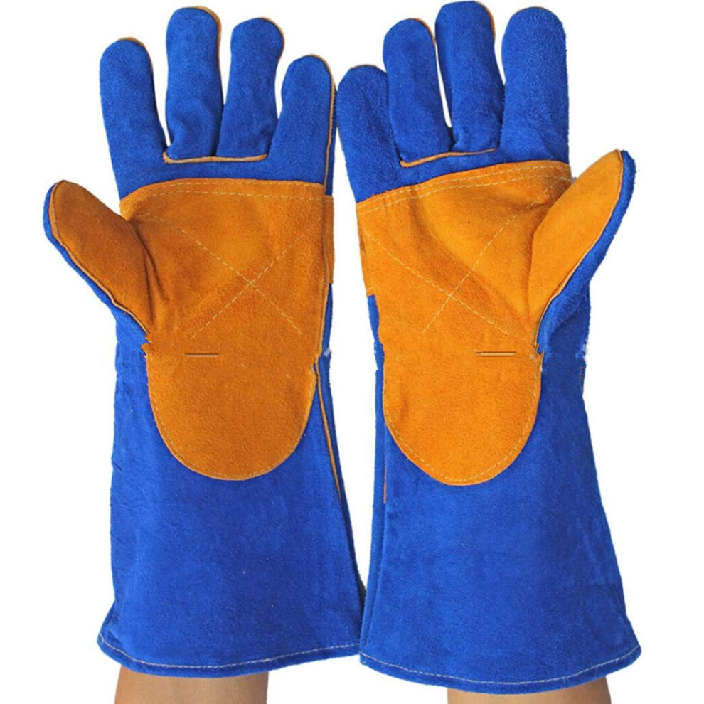 40Cm Heat Resistant Leather Welding Gloves With Extra Long Sleeve For Bbq Grill Fireplace Forge And Oven 9073542257165