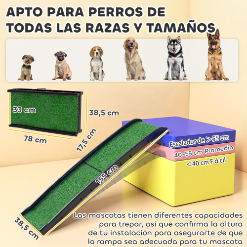 PawHut Rampa para Perro Verde 155 x 38.5 x 15.5 cm 1