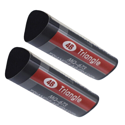 2Pcs Triangular 4B Rubber Erasers Ergonomic Grip Smudgeproof Clean Erasing for Art and Drafting
