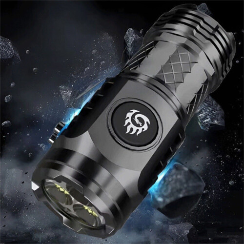 Harliver Mini LED Flashlight 5 Modes 3 Beads USB 2