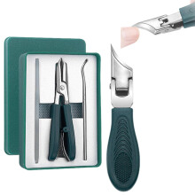 Wide Jaw Nail Clippers for Thick Nails Seniors, AntiSplash Beveled Blade Heavy Duty Stainless Steel Green Set