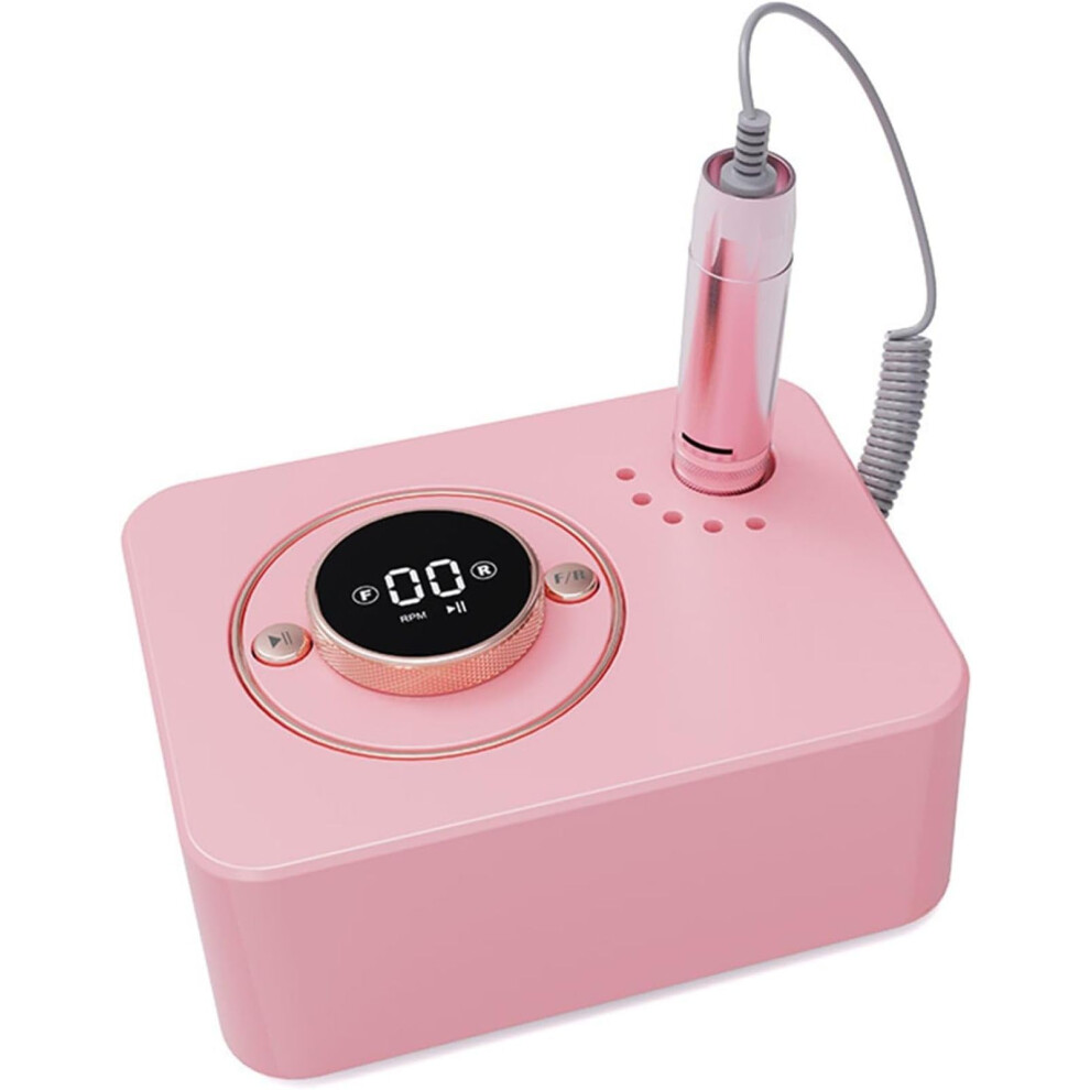 Electric Nail Drill 35000RPM Rechargeable Professional Nail File with LCD Display and 6 Bits for Acrylic and Gel Nails