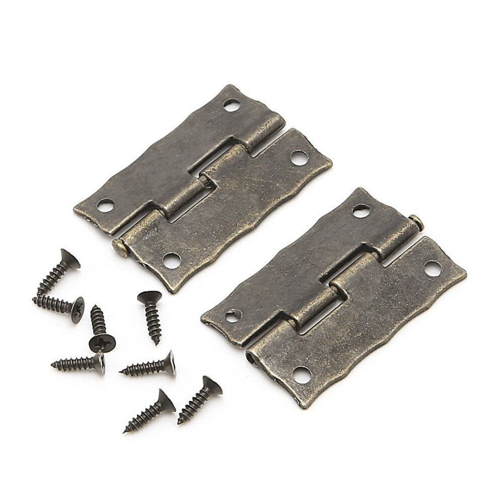 2X Antique Bronze Cabinet Hinges 35X28mm, Vintage Bronze Finish Jewellery Box Hinges For Small Cabinets And Drawers 9330225550914