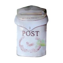 White Rural Mailbox Rustic Post Mount Mailbox with Neutral Finish for Garden Gate Outdoor Decor