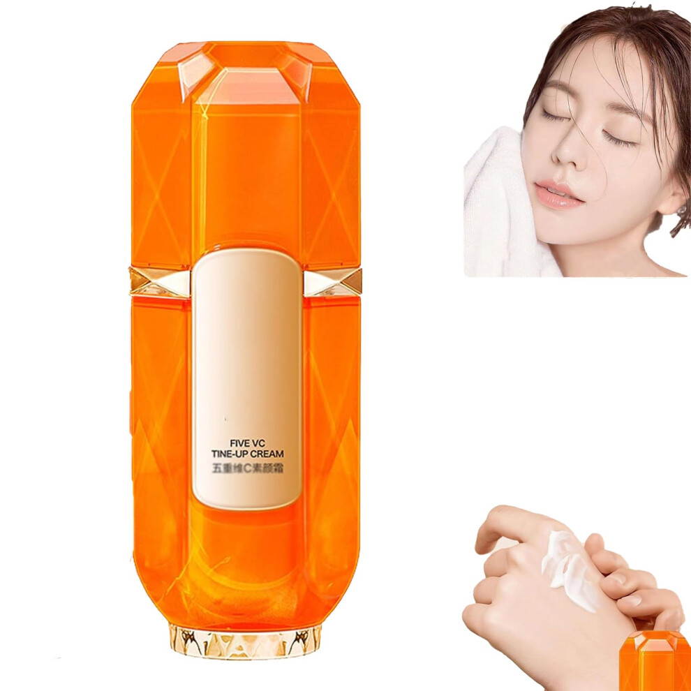 Vitamin C Face Cream 5 in 1 Brightening Tone Up BB Cream for Glowing Skin Deep Hydration 1PC
