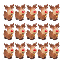 15Pcs Christmas Cake Toppers Mini Reindeer Figurines Set Reusable Cartoon Deer Decor