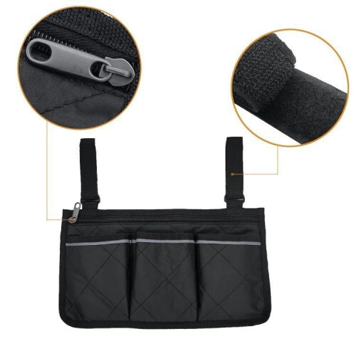 Wheelchair Side Bag Organizer with Multiple Pockets, Universal Armrest Pouch for Easy Access Storage 1