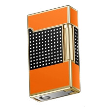 Windproof Butane Lighter Refillable Jet Flame with Adjustable Flame Control Orange Flip Cover for Camping Outdoor Use