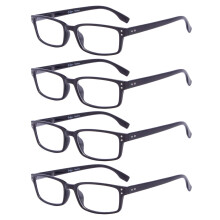 Black Reading Glasses Pack of 4 +4.00 Magnification Comfort Readers for Men and Women