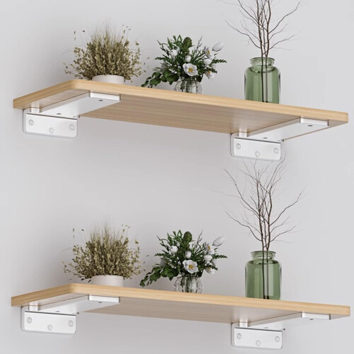 2 Pack Heavy Duty Floating Shelf Brackets White 20cm Hidden Floating Design Rust Resistant Finish 1