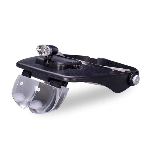 Head Mounted Magnifier with LED Light, Adjustable Lens and Hands  Design for Reading and Close Work 1