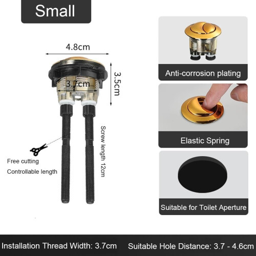 Gold Dual Flush Toilet Flush Button 38mm46mm Replacement, Precise Fit Range, Quick Installation 1