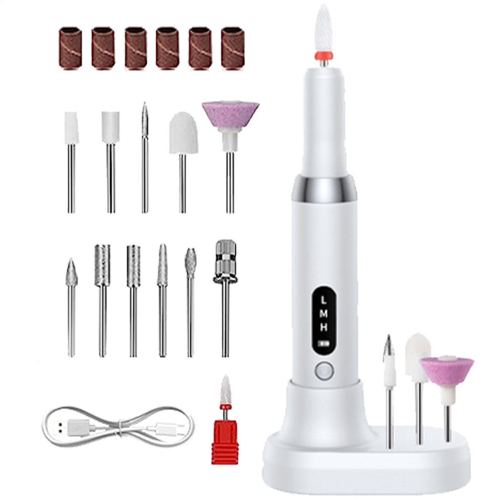 Cordless Rechargeable Electric Nail Drill with 3 Speed Modes, Low Noise, USBâC Charging for Salon and Home Use