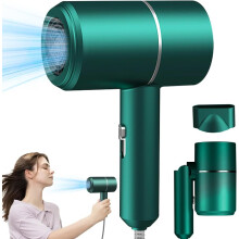 Travel Hair Dryer, Fast Drying Ionic Hairdryer with Hot and Cold Button (Green)