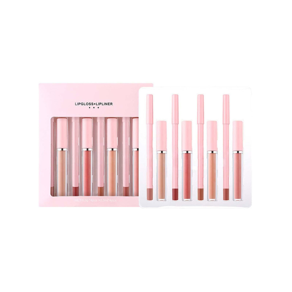 Matte Lipstick and Lip Liner Set with Gift Box, Waterproof Long Lasting  Pigment Velvet Lipsticks for Women