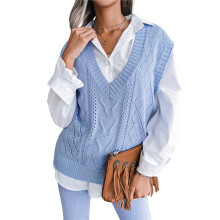 Women Teen Girls Cable Knit Sweater Pullover Casual Tops Sleeveless Winter Autumn Preppy Clothes S