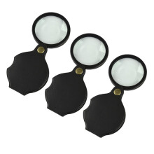 3Pcs Foldable Portable Magnifying Glass with Leather Cover, Magnification Pocket Magnifier for Reading, Jewelry and Seniors