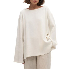 Women'S Cotton Casual Loose Fit Summer Sweaters Crewneck Backless Oversized Pullover Hoodies 2025 Milk White S