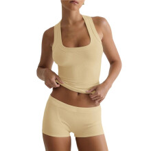 Women'S Slim Fit Sports Shorts Set Sleeveless Top and Shorts Yellow L
