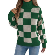 Women'S Fall Fashion Long Sleeve Striped Ribbed Knit Loose Pullover Sweater Tops Green XL