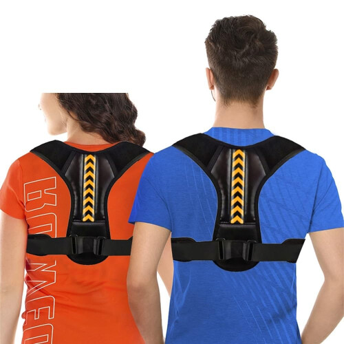 Adjustable Posture Corrector and Back Support Belt for Better Alignment, Unisex Breathable Gray Purple Small 1