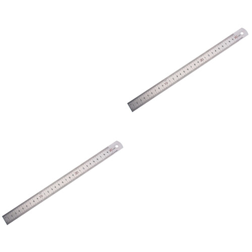 2Stk Metallmaßstab Langlebig Doppelseitig Silber 1