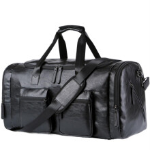 Waterproof PU Leather Travel Duffle Bag 21inch Large Capacity Weekender Carry On Tote Brown